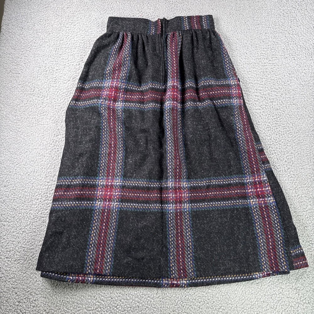 Vintage Womens Tartan Plaid Wool Skirt Sz 11/12 Academia Old Money Prairie READ - Picture 8 of 13
